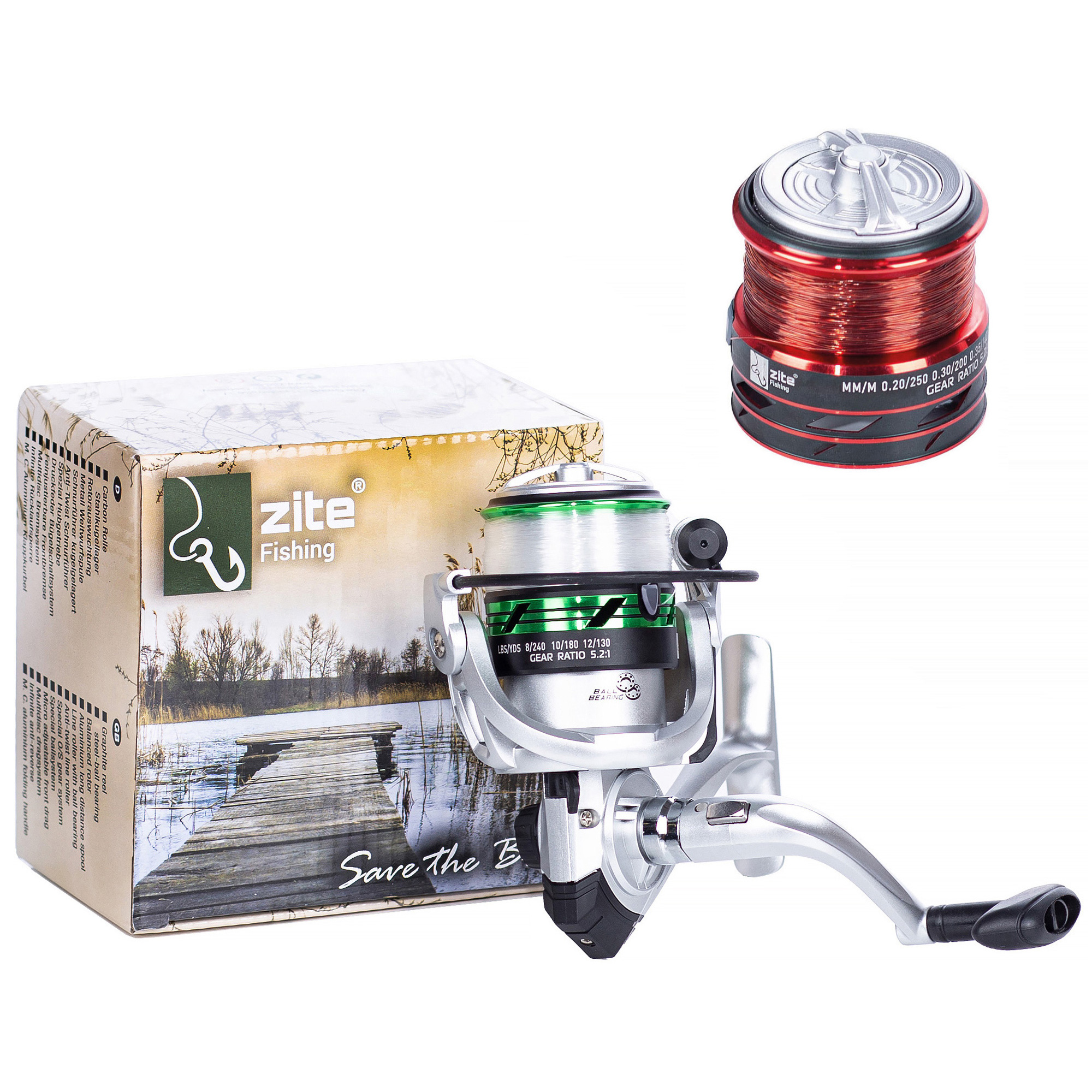 Angelrolle mit Schnur bespult Forellenrolle 2 Aluspulen Zite Fishing