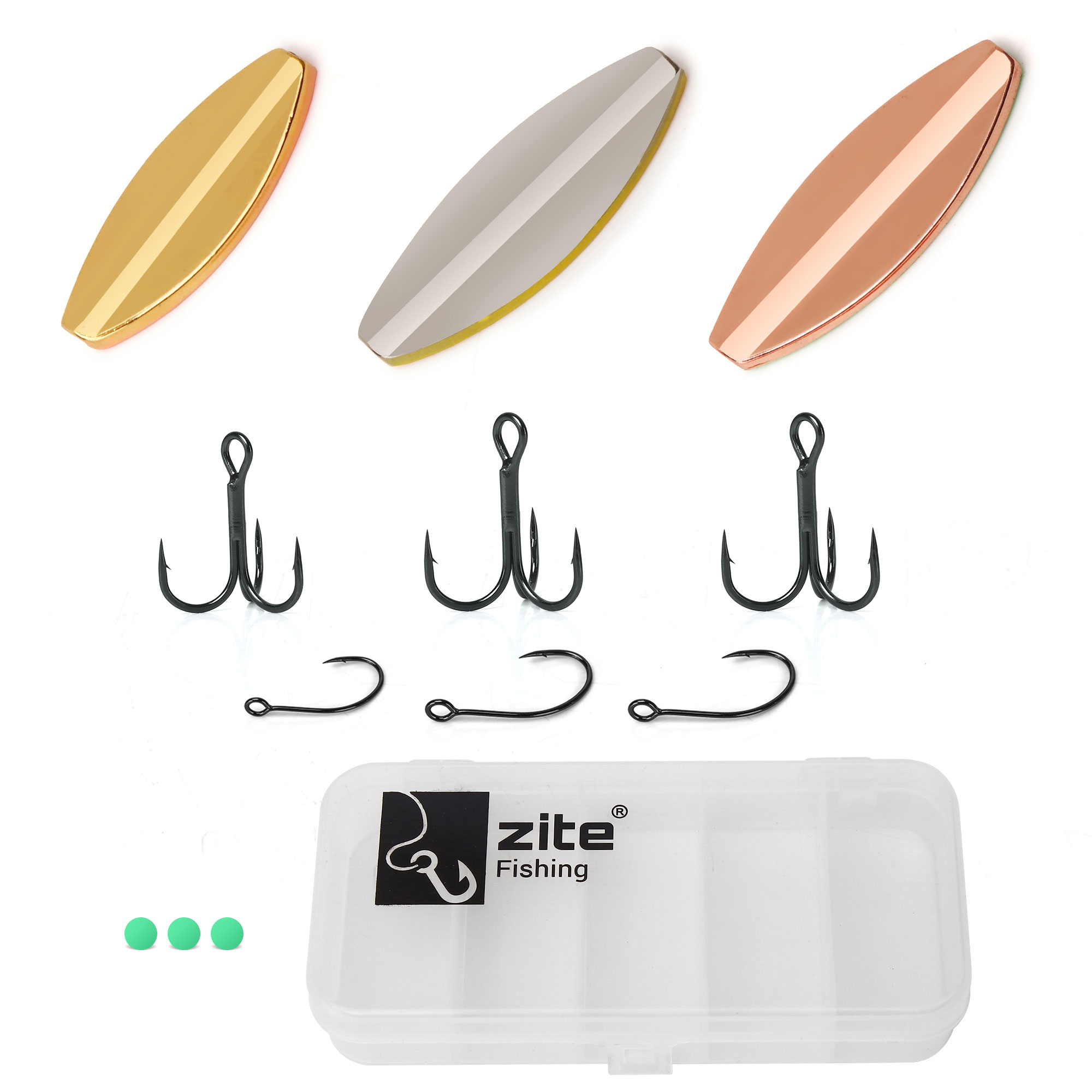 Inline Spoon Forellen Durchlaufblinker Set Metallic 2-3,5g Zite Fishing