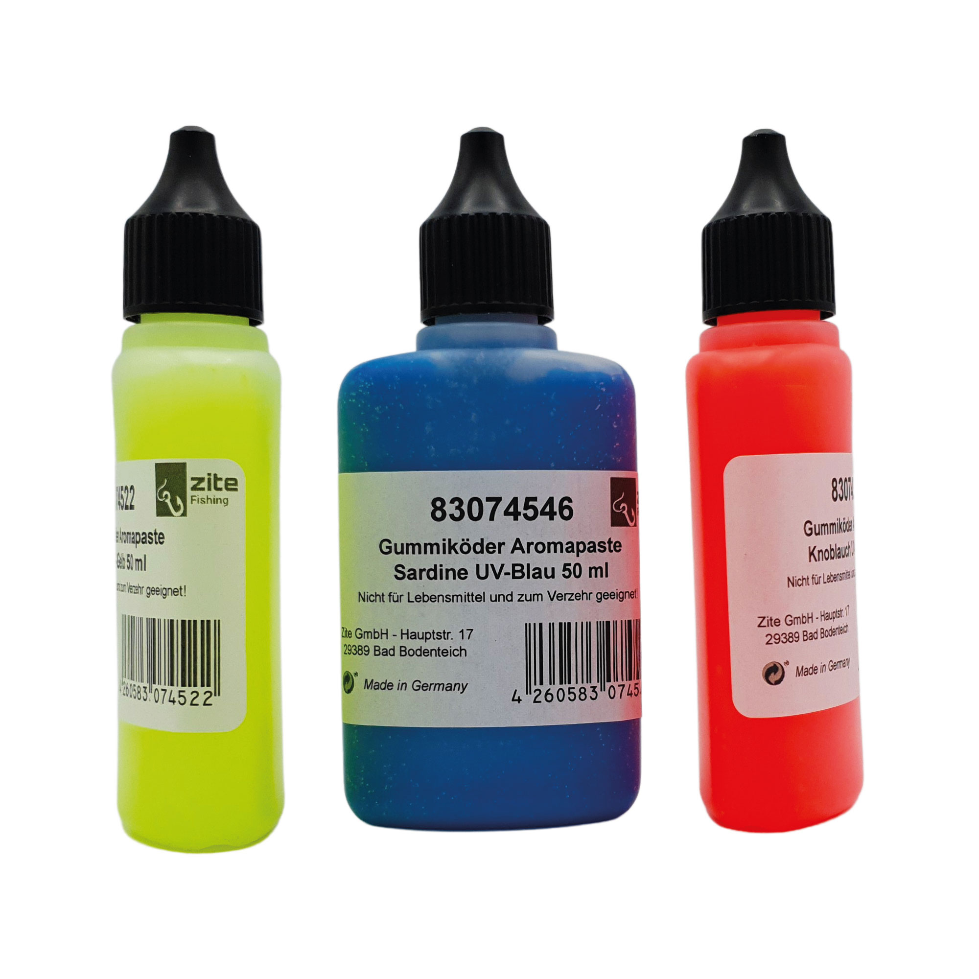 Zite Fishing Gummiköder Aromapaste Anis Knoblauch Sardine 50 ml 3er Set Zite Fishing Gummiköder Aromapaste Anis Knoblauch Sardine 50 ml 3er Set