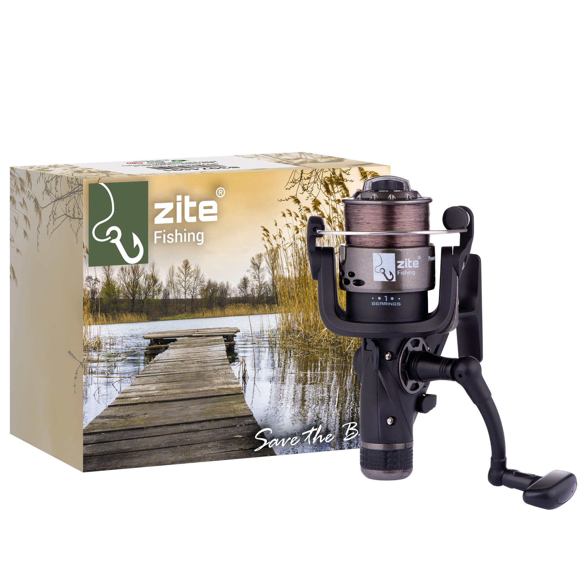 Angelrolle Freilaufrolle bespult Freerunner Reel 4000 1BB Zite Fishing