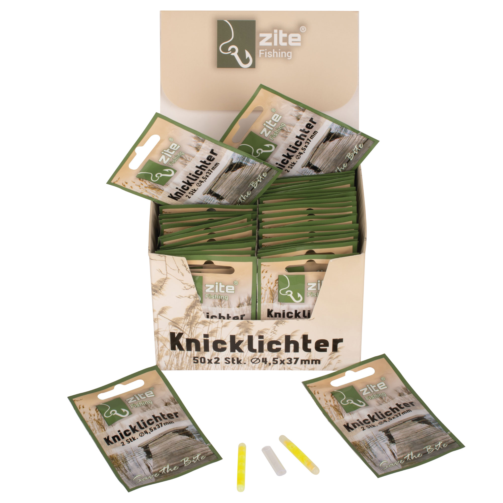 Knicklichter Angeln 100 Stück Box 4,5x37mm gelb/grün Zite Fishing Knicklichter Angeln 100 Stück Box 4,5x37mm gelb/grün Zite Fishing
