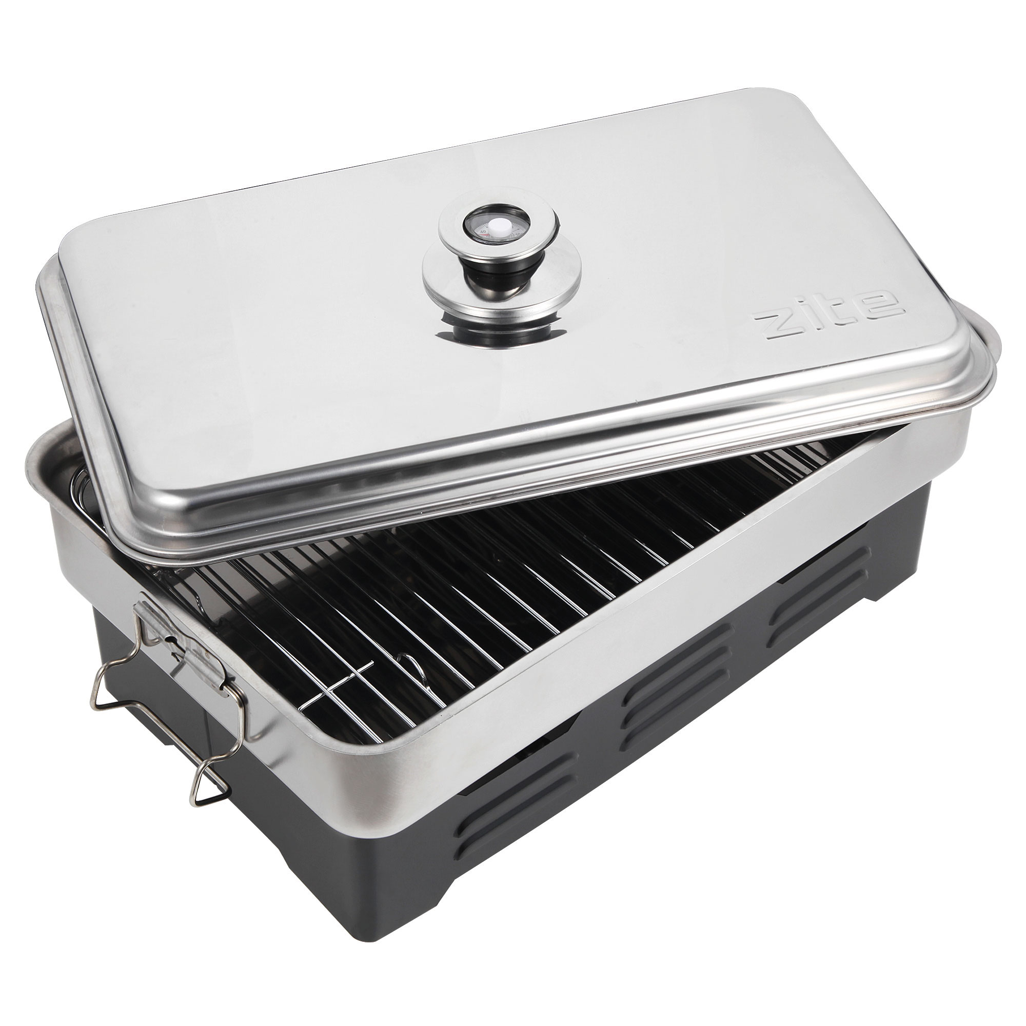 Tischräucherofen mit Thermometer Smoker Fisch Räuchern 42x27x21cm Zite Fishing