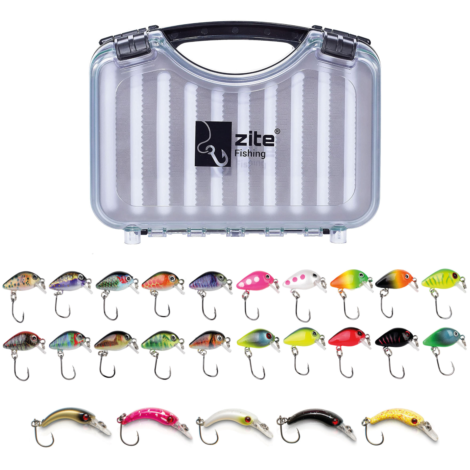 Zite Fishing Forellenwobbler Set mit Koffer + 20 Mini-Wobbler + 5 Top-Wobbler
