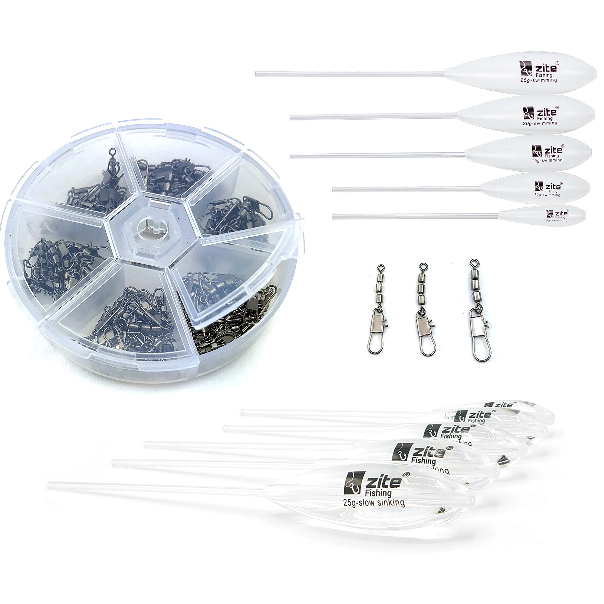 Sbirolino Posen Schwimmend + Halbsinkend 5-25g Set mit Dreifachwirbel Sortiment Zite Fishing