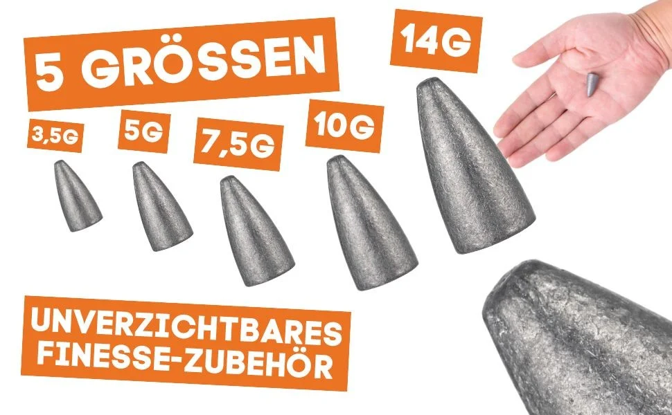 Zite Fishing Bullet Blei Angelgewichte 3,5g 5 tlg. ideal für Barsch & Zander - Detaillierte Übersicht