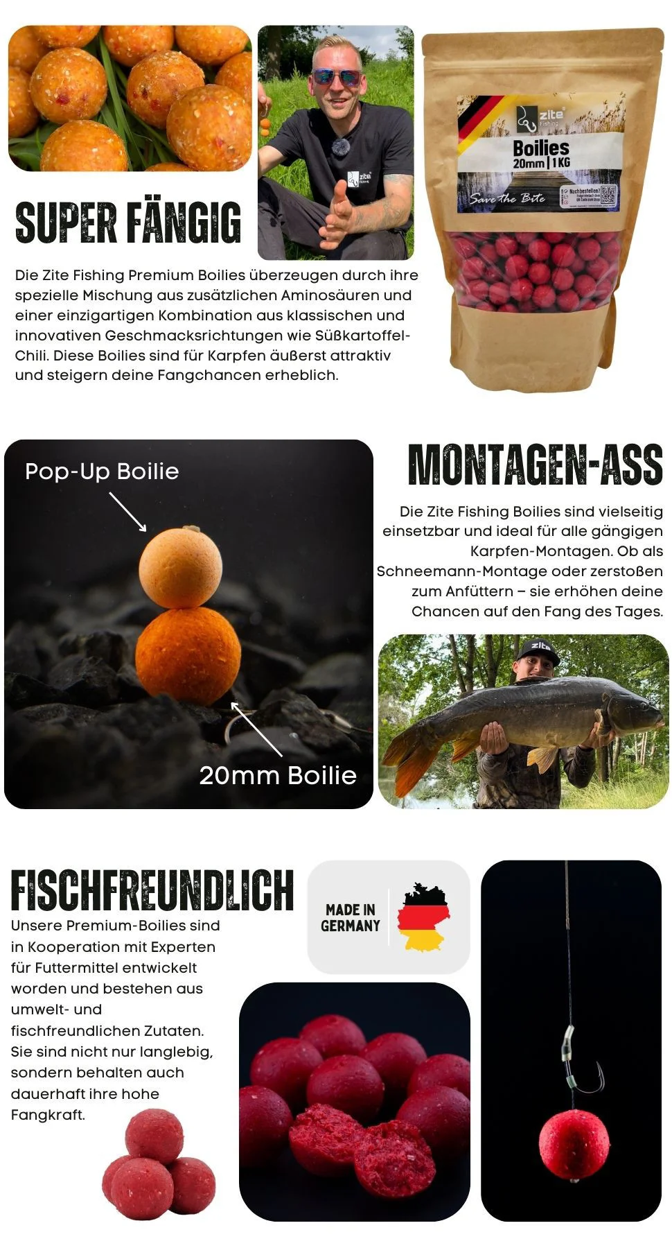 Boilies 20 mm Karpfenangeln Köder Süßer Mais Aroma 1kg Beutel Zite Fishing - Detaillierte Übersicht