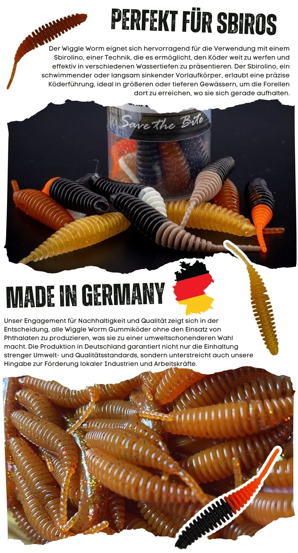 Wiggle Worm Natur Mix Käse 5,5 cm Gummiköder Forellenangeln 10 Stück - Detaillierte Übersicht