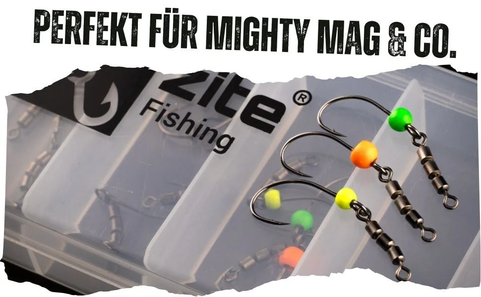 Rotate-Rig Haken Box 15-tlg. - Rotorhaken Forellenangeln Gr. 4-6 + Tungsten Jighaken - Detaillierte Übersicht