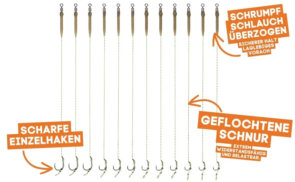 Zite Fishing Karpfen-Rigs Vorfach Set Größe 2-8 Gebunden 12 Stück - Detaillierte Übersicht