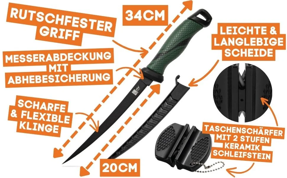 Filetiermesser Fisch Beschichtet & Korrosionsbeständig 20cm Zite Fishing - Detaillierte Übersicht
