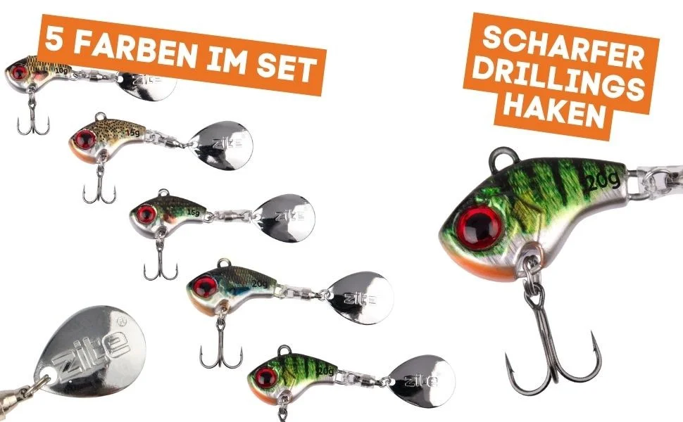 Zite Fishing Jigspinner Set 10-20g Natur Spin Jigs 5 Stück mit Köderbox - Detaillierte Übersicht