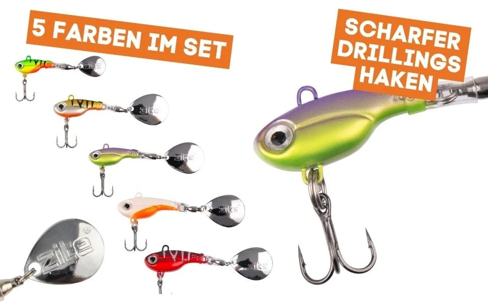Jigspinner Sortiment 5-15g Neon Raubfischköder Spin Jigs 5 Stück mit Köderbox - Detaillierte Übersicht