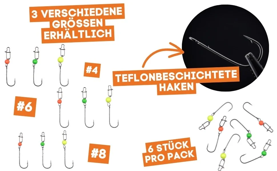 Zite Fishing Tungsten Cheburashka ProSharp Rigs Größe #6 Neon Tungstenperle UV Aktiv Forelle Angelhaken - Detaillierte Übersicht