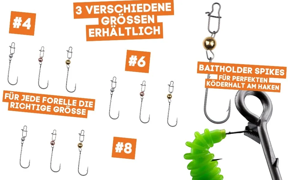 Zite Fishing Tungsten Cheburashka ProSharp Rigs Größe #8 Metallic Tungstenperle Forelle Angelhaken - Detaillierte Übersicht