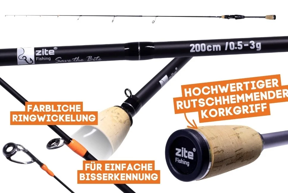 Zite Fishing Forellen Gummiköder Rute 200cm + Trout Reel 1000 3+1BB - Detaillierte Übersicht