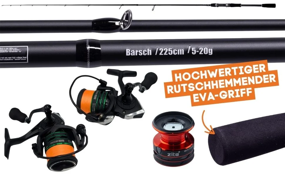 Zite Fishing Inzite Base Stick Perch 225cm 5–20g Barschrute mit Spinning Reel Base 2000 bespult Angelrolle 5+1 - Detaillierte Übersicht