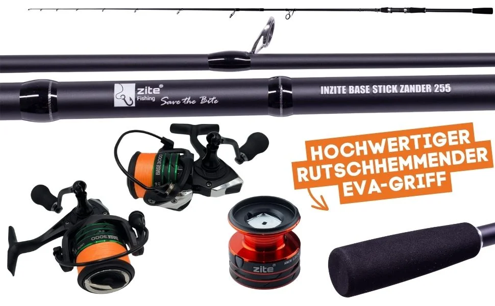 Zite Fishing Inzite Base Stick Zander 255cm 15–55g Zanderrute mit Spinning Reel Base 3000 bespult Angelrolle 5+1 - Detaillierte Übersicht