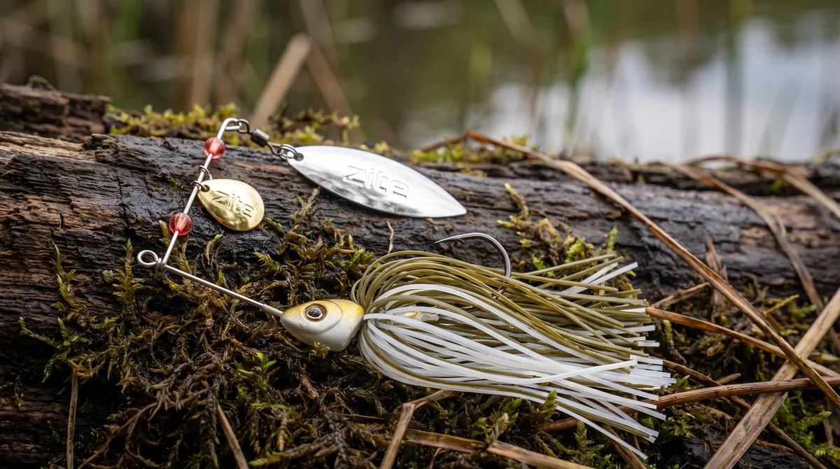 Inzite Rotator Spinnerbaits 21g – Haken 5/0 – Golden Coconut – mit Doppelspinnerblatt & Fransen - Detaillierte Übersicht
