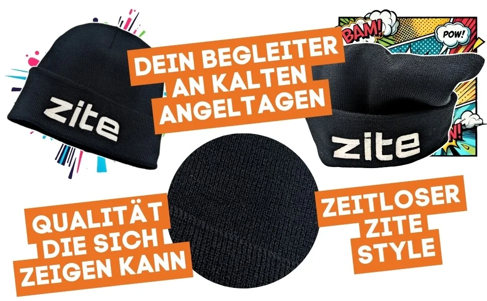Accessoire Set mit Beanie und Schlauchschal wärmend - Schwarz mit Logo für Erwachsene Angeln & Outdoor - Detaillierte Übersicht