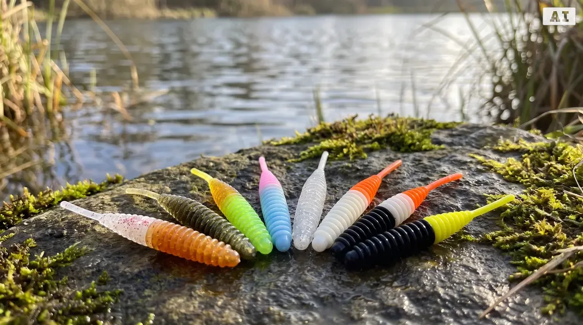 Wiggle Worm Forellenköder Motoröl Knoblauch 5,5 cm | 10 Stück Gummiköder für Forelle - Detaillierte Übersicht