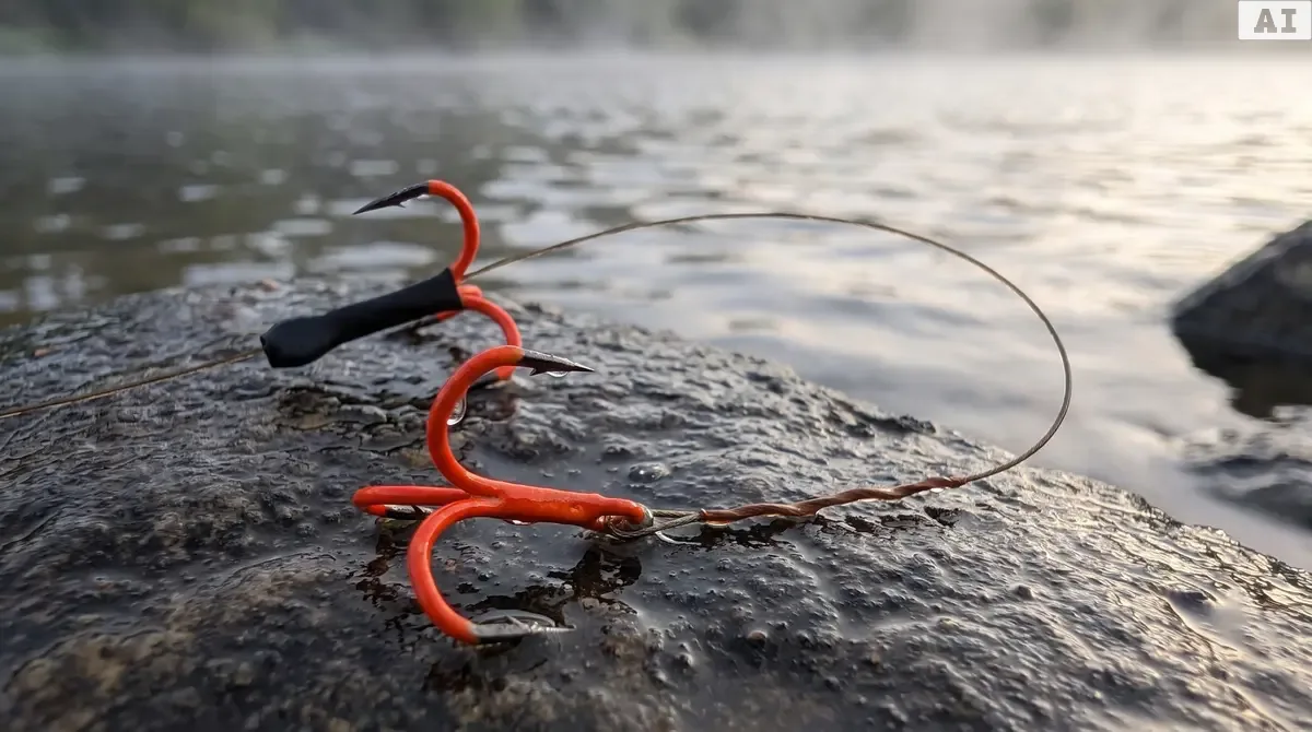 Zite Fishing Köderfisch System UV Gr. S – Stahlvorfach 60cm, Doppel-Drilling #6, 9kg Tragkraft für Hecht - Detaillierte Übersicht