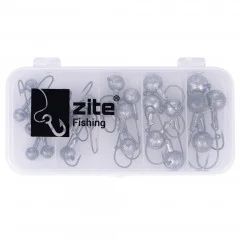 Jighaken Sortiment Light 24 Stück in Box 5 Größen & Gewichte Zite Fishing - Mit Sortierbox
