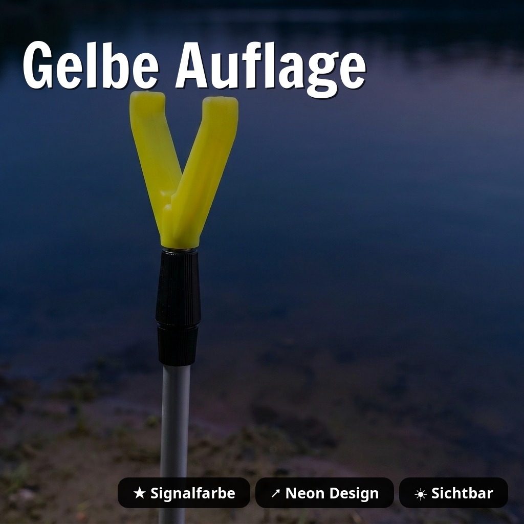 Teleskop-Rutenhalter 75–135 cm – Aluminium, V-Auflage mit Schnurlaufkerbe Zite Fishing  - Gelbe Auflage