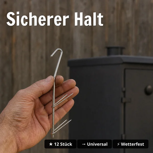 Zite Fishing V-Räucherhaken Set 12 Stück - Sicherer Halt