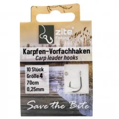 Zite Fishing Karpfen-Vorfachhaken Größe 4 im Hakenbrief fertig gebunden - Fertig gebundene Montage