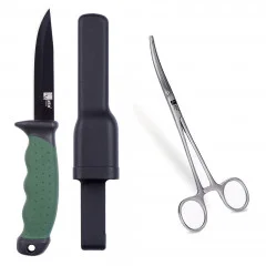 Waidgerechtes Versorgen Angelset mit Angelmesser bis Kescher Gummiert Zite Fishing - Angelmesser & Hakenlösezange