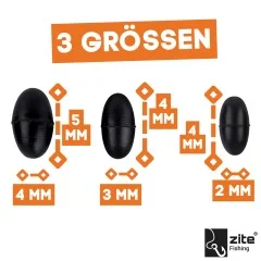Gummistopper Schnurstopper Oval in 3 Gr. S,M & L Zite Fishing - Umfassende Auswahl für vielseitige Anwendungen
