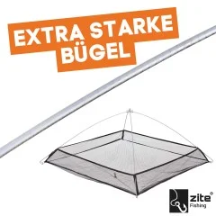 Feinmaschige Köderfischsenke mit Fluchtschutz-Rand 1 x 1 m Zite Fishing - Effektiver Fluchtschutz-Rand