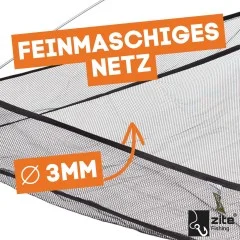Feinmaschige Köderfischsenke mit Fluchtschutz-Rand 1 x 1 m Zite Fishing - Feinmaschiges Netz für sicheren Fang