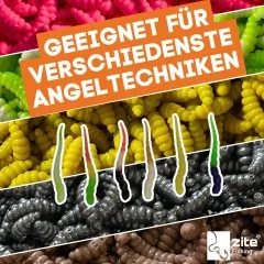 Lil' Viper Schock Mix 4,5cm 12 Stück Knoblauch Aroma Gummiköder fürs UL-Angeln - Verschiedene Angeltechniken
