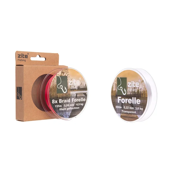 Zite Fishing Forellenrute 190cm + Angelrolle 1000 3+1BB + 3fach geflochtene Schnur + monofile Schnur + Spoons - Perfektes Schnur-Duo