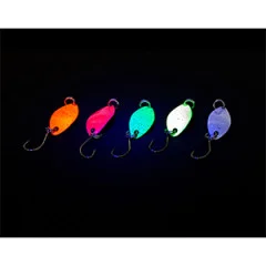 Forellen Spoons Set Neon einfarbig 5 Stück Zite Fishing - UV-aktive Farben