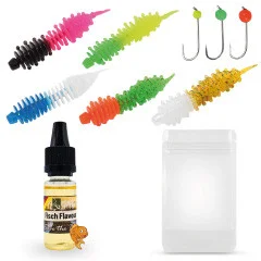 Zite Fishing Gummiwürmer(Lang) mit Tungstenhaken + 10 ml Dosierflasche(Fisch) - Umfangreiches Set mit Mixtüte