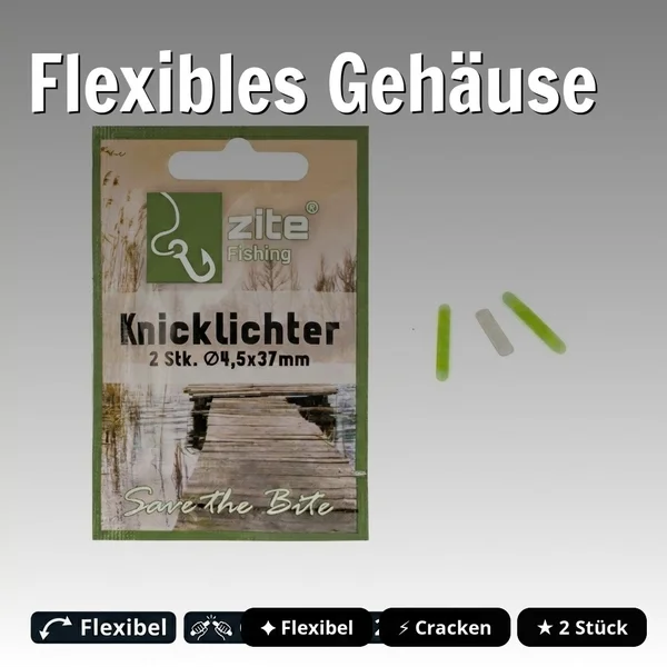 Knicklichter 2er Set – Gelb & Grün – Bis 12h Leuchtdauer – Nachtangeln Posen Bojen Zite Fishing - Flexibles Gehäuse