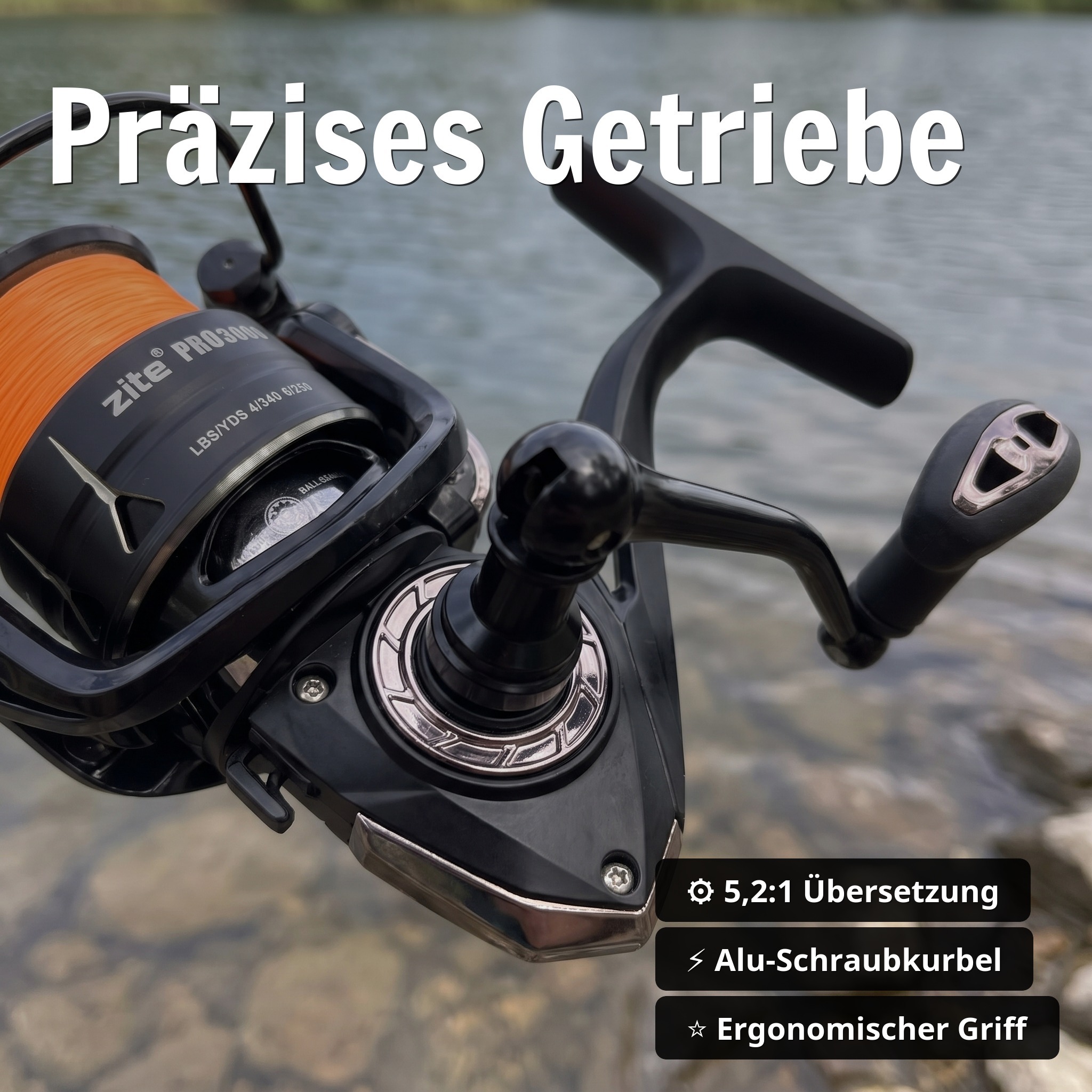 Zite Fishing Spinning Reel Pro 3000 bespult Spinnrolle mit Frontbremse 8+1 2 Aluminiumspulen für Spinnfischen - Präzises Getriebe