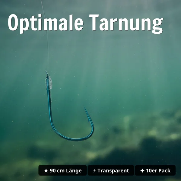 Premium Owner Vorfachhaken Forelle Größe 8# mit Fluorocarbon Schnur 10 STK Angelfertig montiert - Optimale Tarnung