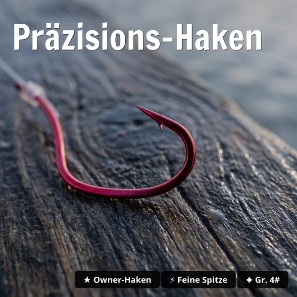 Premium Owner Vorfachhaken Aal Größe 4# mit Fluorocarbon Schnur 10 STK Angelfertig montiert - Präzisions-Haken