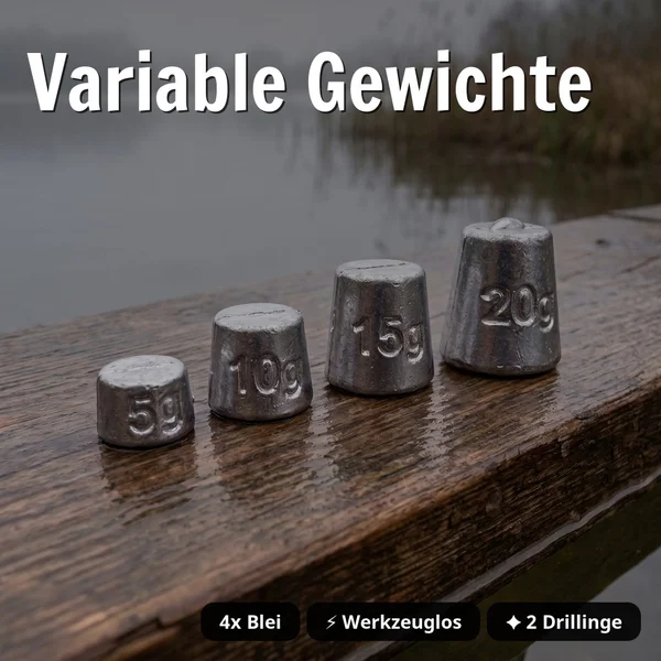 Zite Fishing Variables Hechtsystem L 13cm Natur 5-20g - ideal für Gummiköder 21-26 cm - Variable Gewichte
