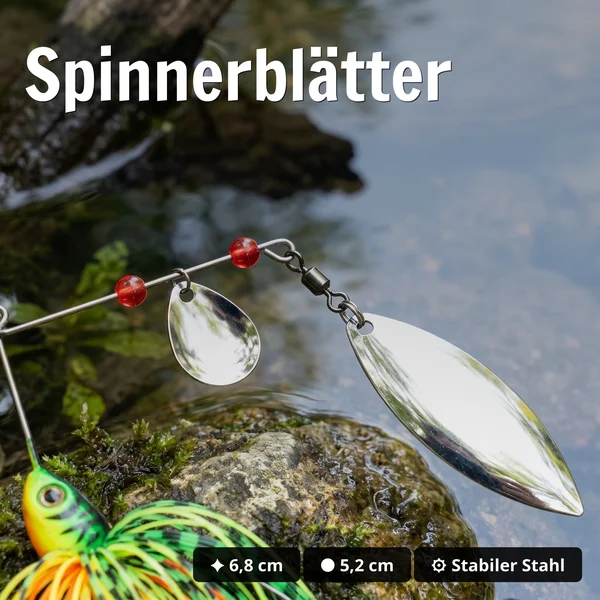 Inzite Rotator Spinnerbaits 21g – Haken 5/0 – Tropic Punch – mit Doppelspinnerblatt & Fransen - Spinnerblätter