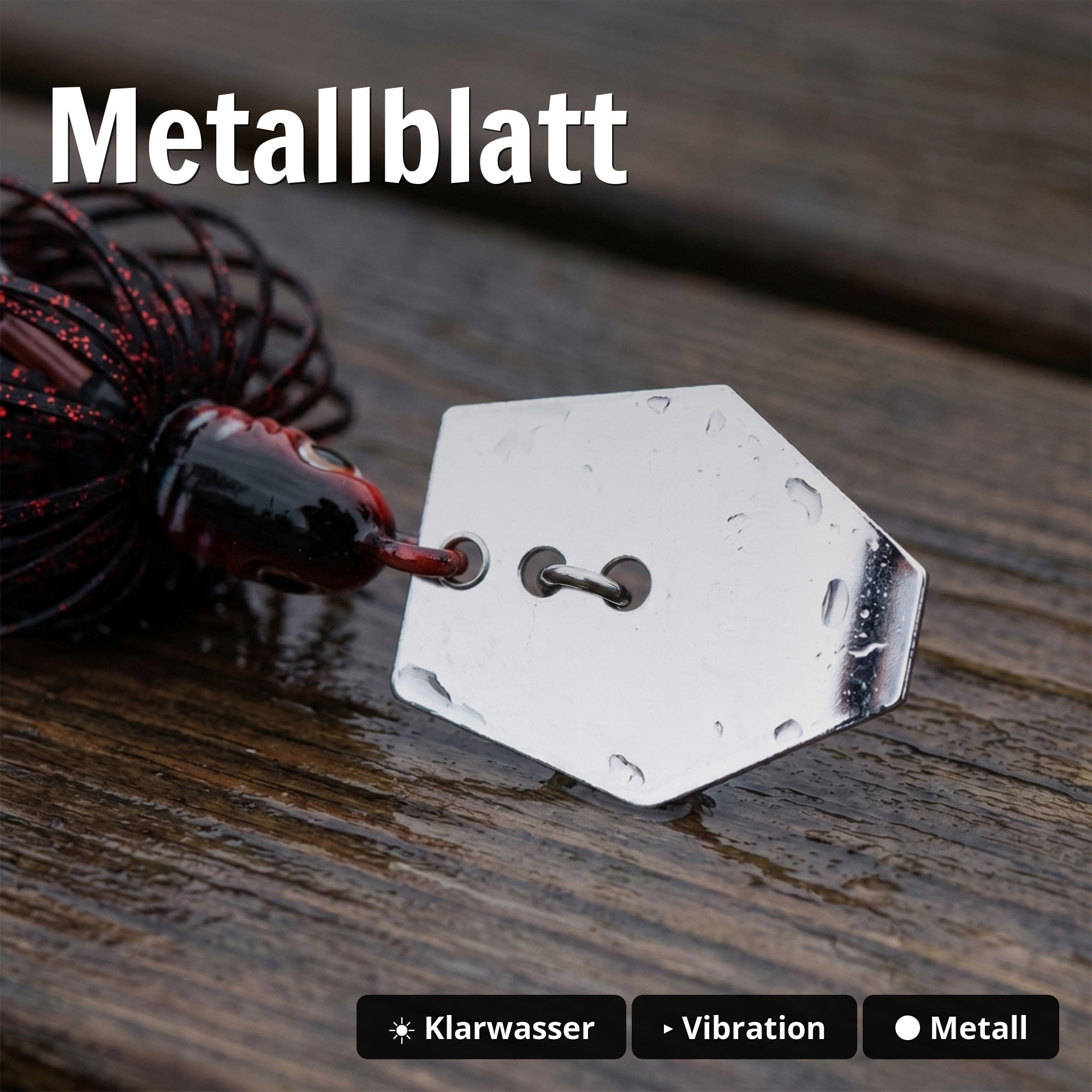 Inzite Blader Bladed Jig 10 g – Haken 3/0 – Dark Cherry – Starke Vibration & Trailerfähig - Metallblatt