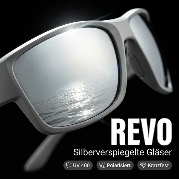 Zite Fishing Polarisationsbrille Orus – Silber verspiegelt mit UV400-Schutz, schwimmfähig &amp; Hardcase - Silber-verspiegelte Revo-Gläser