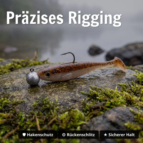 Zite Fishing Inzite Pershad Box - 40 Gummiköder mit Jigköpfen & Snaps für Barsch & Zander - Präzises Rigging