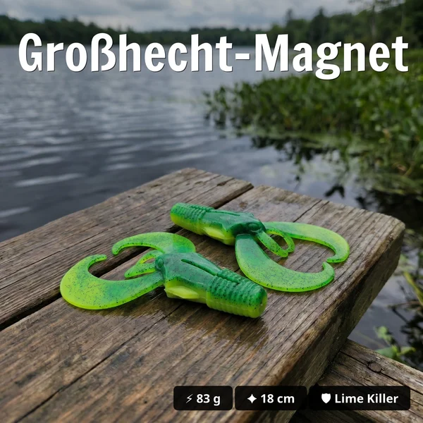 Zite Fishing Monster BAT Creature Bait Lime Killer 18 cm 83 g Großhecht Gummifisch 2 Stück - Großhecht-Magnet