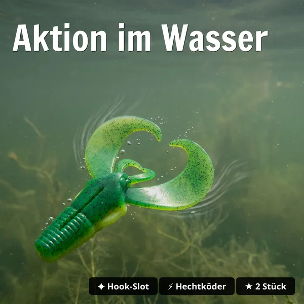 Zite Fishing Monster BAT Creature Bait Lime Killer 18 cm 83 g Großhecht Gummifisch 2 Stück - Aktion im Wasser