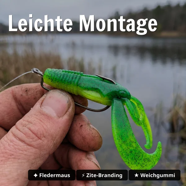 Zite Fishing Monster BAT Creature Bait Lime Killer 18 cm 83 g Großhecht Gummifisch 2 Stück - Leichte Montage