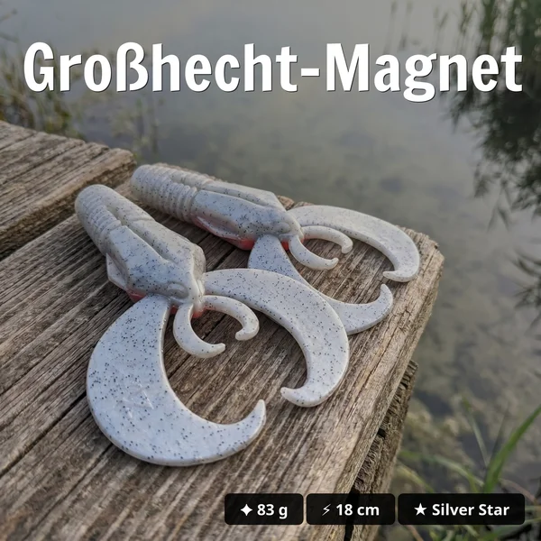 Zite Fishing Monster BAT Creature Bait Silver Star 18 cm 83 g – 2 Stück Hechtköder - Großhecht-Magnet